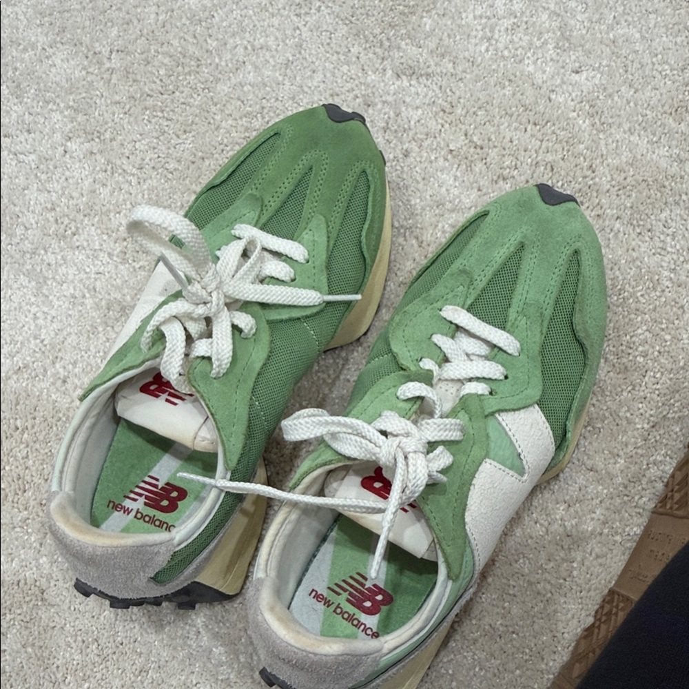 New Balance Green and White Athletic Shoes